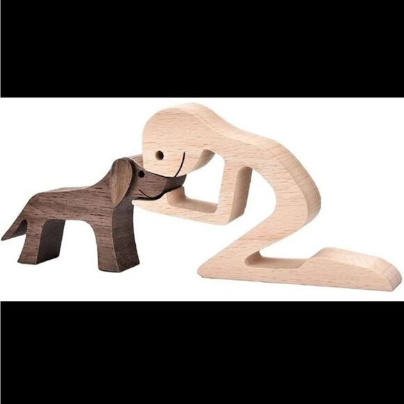 COPY - Man&dog wooden figurine art - Picture 1 of 3